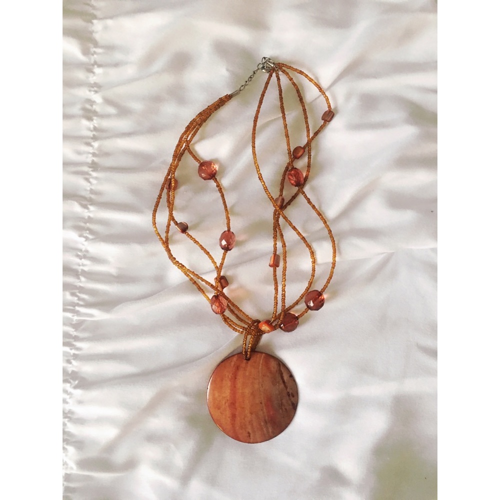 Bohemian Beaded and Flat Stone Necklace